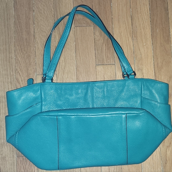 COACH F23284 PARK LEATHER CARRIE TOTE TEAL smoke free Environment GREAT FIND - Picture 8 of 10